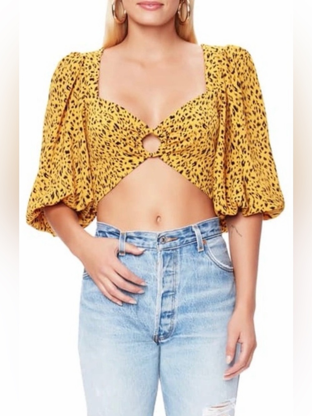 AFRM | Tops | Afrm Falco Crop Top Gold Leopard
